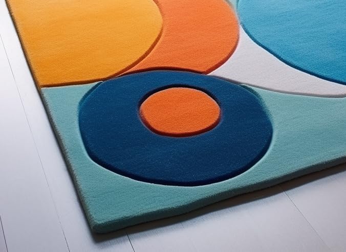 Modern Bubbles Saturated Colorful Abstract Design Wool Rug