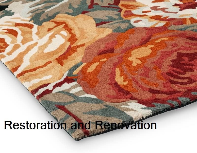 Modern Rose Floral Wool Rug | Colorful Garden Flower Design Carpet