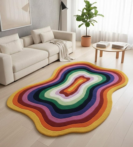 Modern Irregular Shaped Handmade  Premium Wool Area Rug