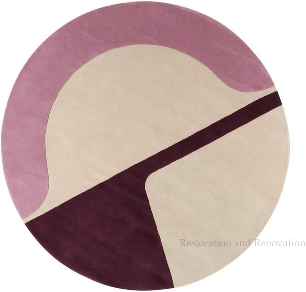 Hand-Tufted Round Wool Rug – Modern Circular Design, 100% Natural Wool
