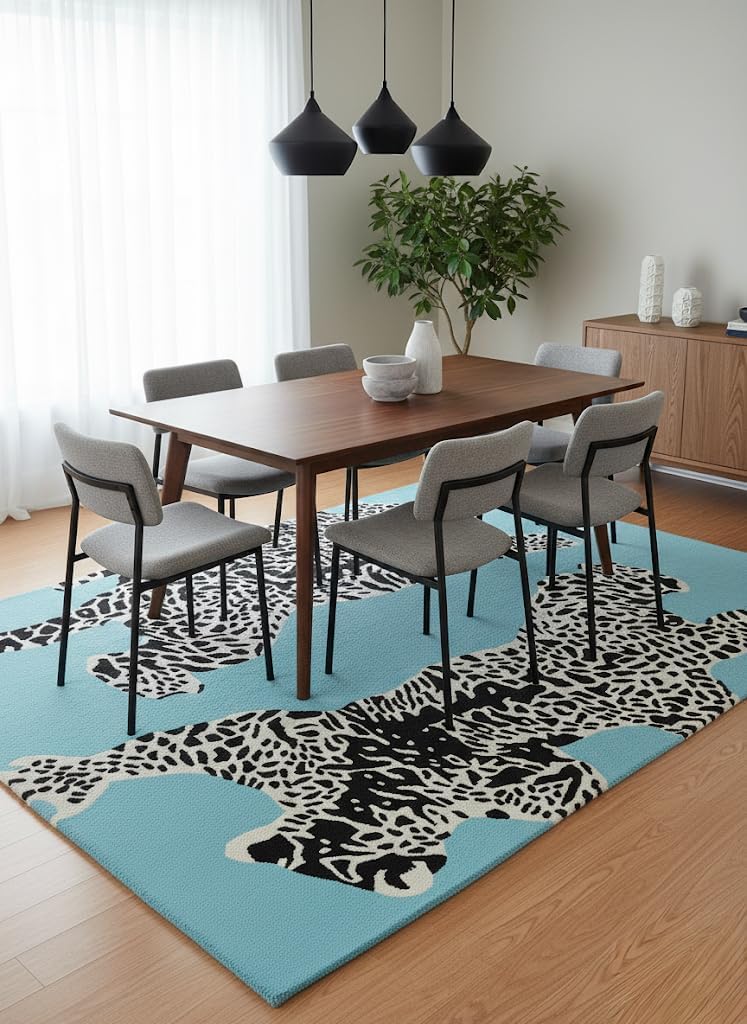 Climbing Jaguar Modern Handmade Wool Area Rug