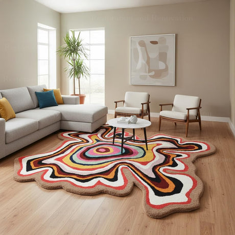 Irregular Shaped Handmade Wool Area Rug