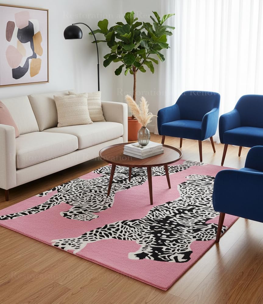 Climbing Jaguar Modern Handmade Wool Area Rug