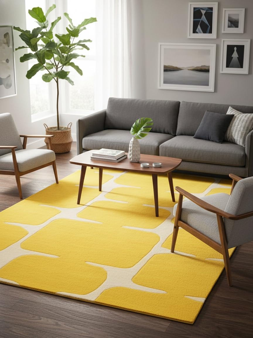 Modern Wool Rug – Hand-Tufted, Soft & Thick | Abstract Geometric Design