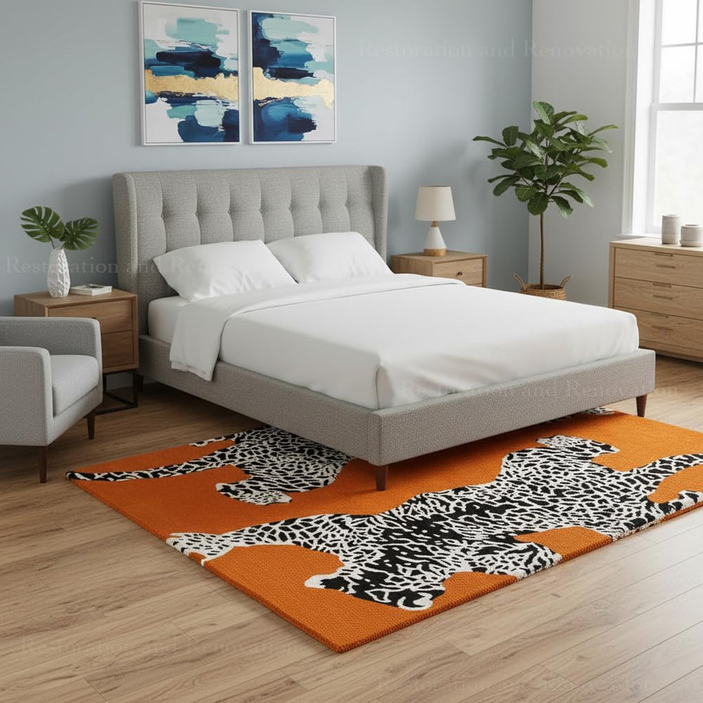 Climbing Jaguar Modern Handmade Wool Area Rug