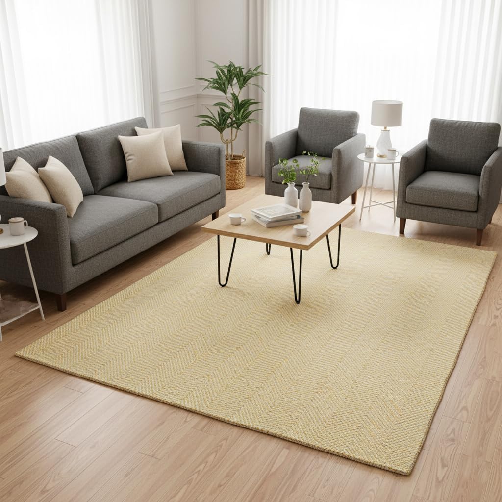 Modern Herringbone Chevron Collection Handmade Wool Rug
