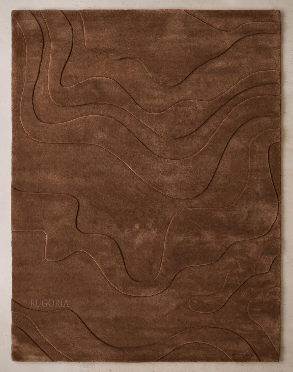 Modern Abstract Hand-Tufted Wool Area Rug Carved High-Low Pattern