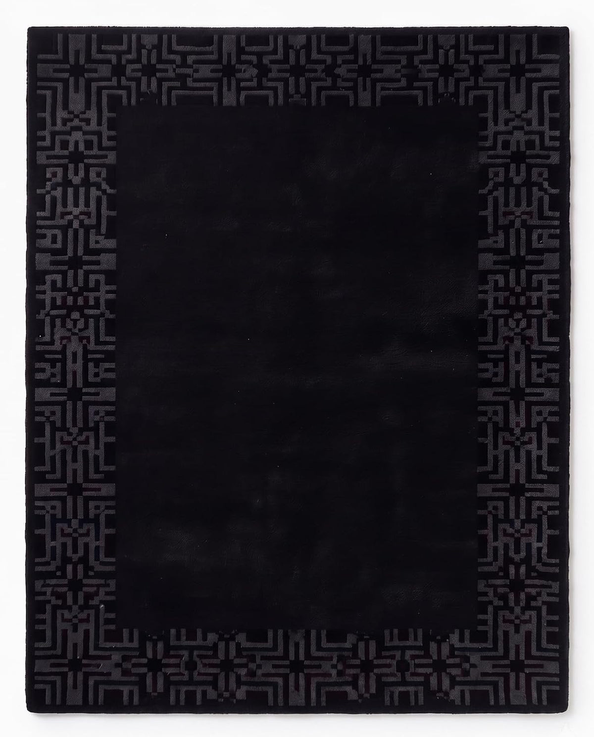 Hand-Tufted Wool Area Rug, Geometric Border,