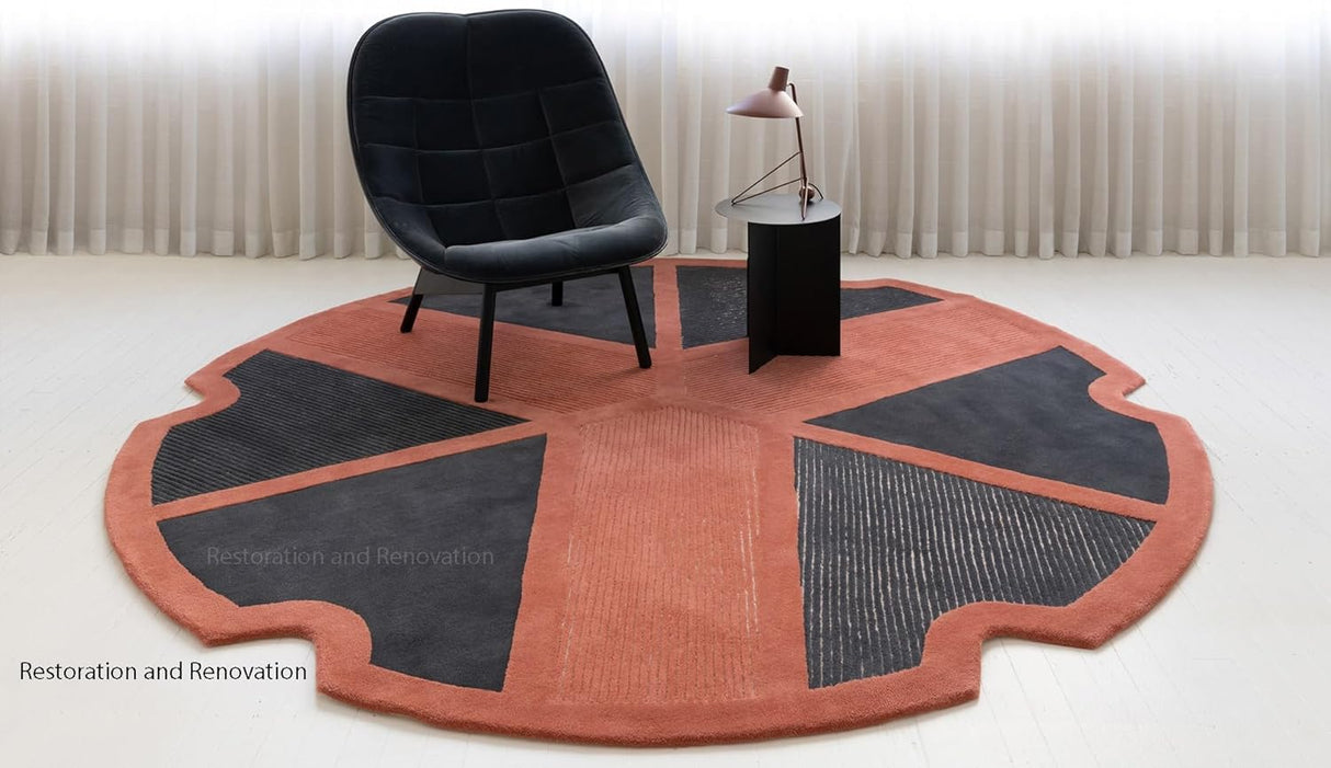 Unique Cutout Circular Wool Rug