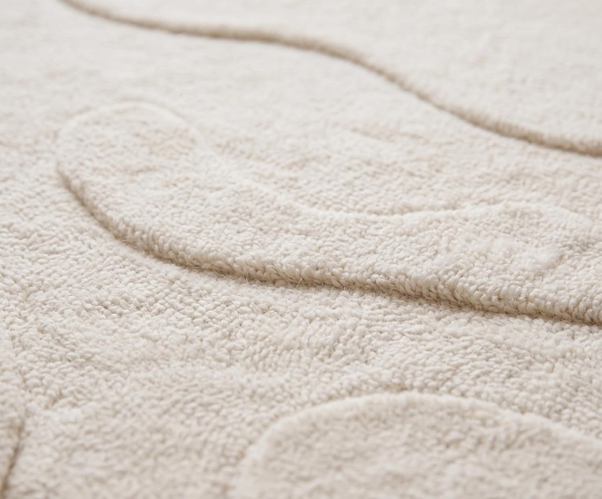 Modern Abstract Hand-Tufted Wool Area Rug Carved High-Low Pattern