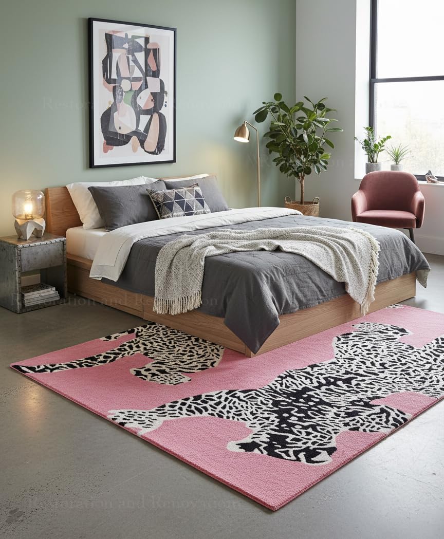 Climbing Jaguar Modern Handmade Wool Area Rug