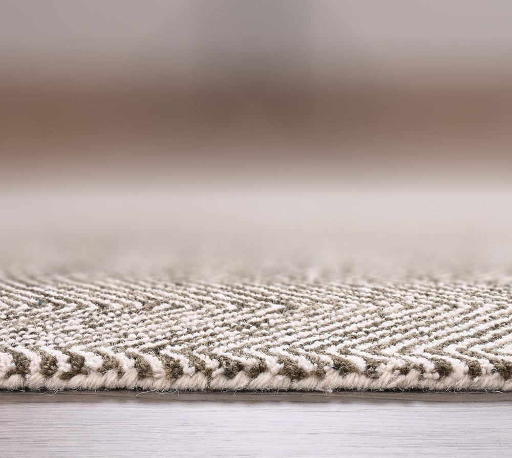Modern Herringbone Chevron Collection Handmade Wool Area Rug