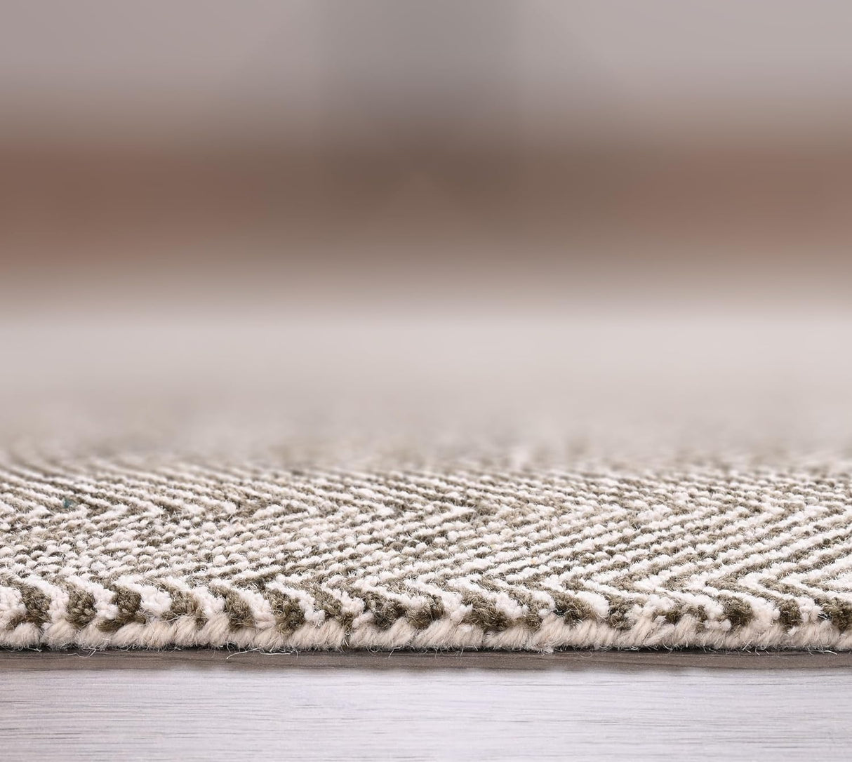 Modern Herringbone Chevron Collection Handmade Wool Rug