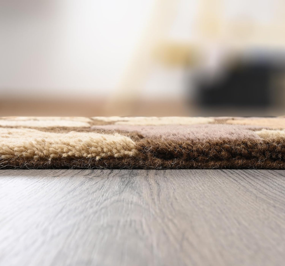 Abstract Geometric Wool Rug – Pebble Stone Pattern | Hand-Crafted Soft Washable Carpet