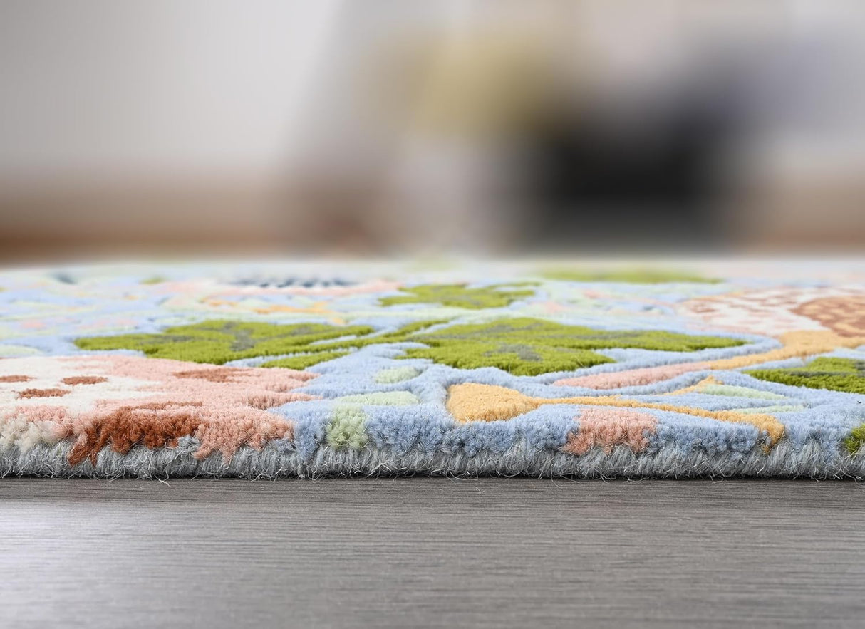 Premium Handmade Wild Strawberry Floral Wool Area Rug