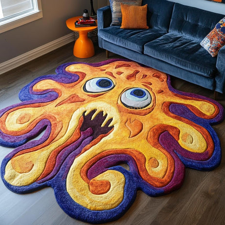 Handmade Wool Monster Rug – Irregular Shape Cartoon Carpet