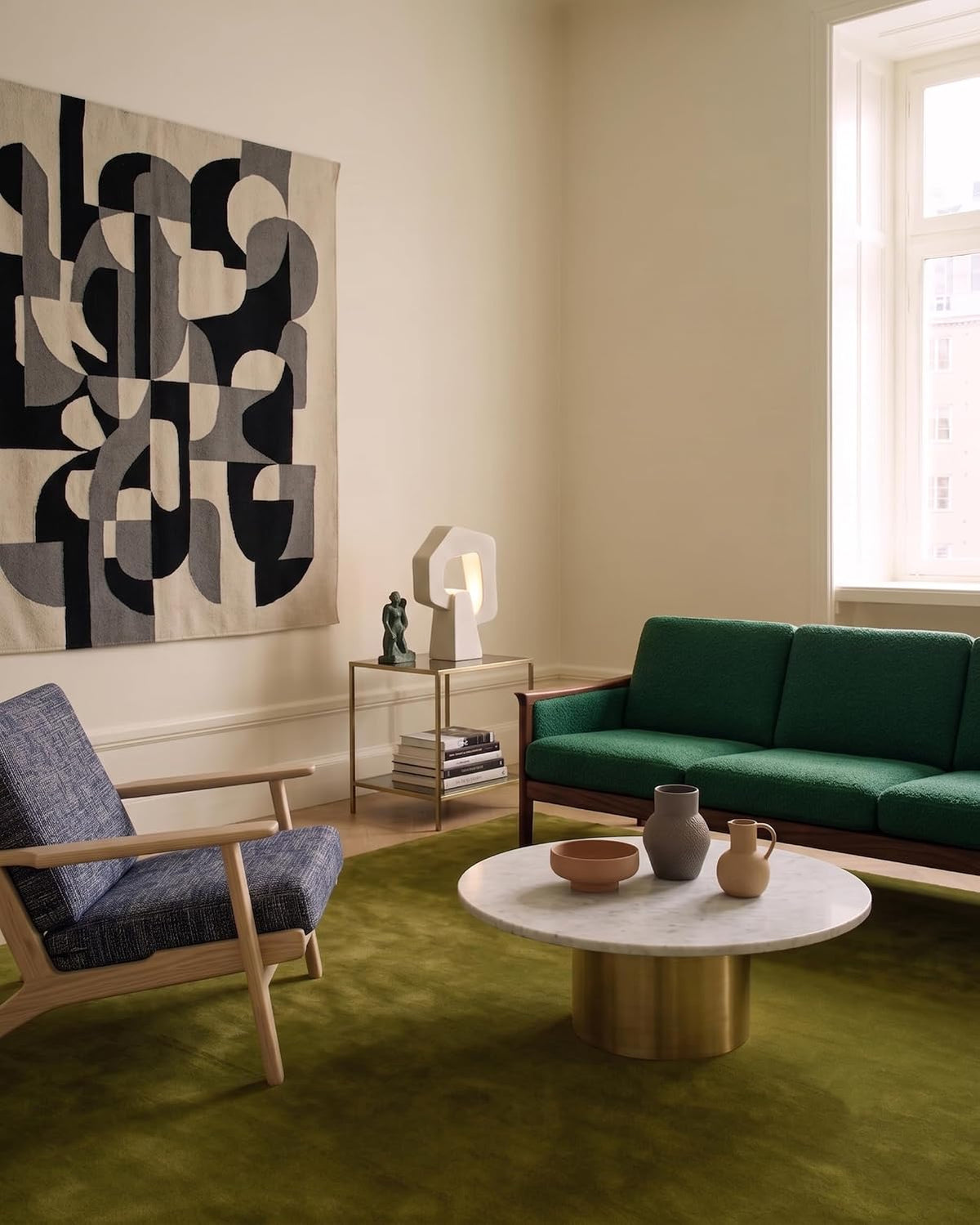 Solid Hand Tufted Wool Area Rug, Soft Plush Carpet