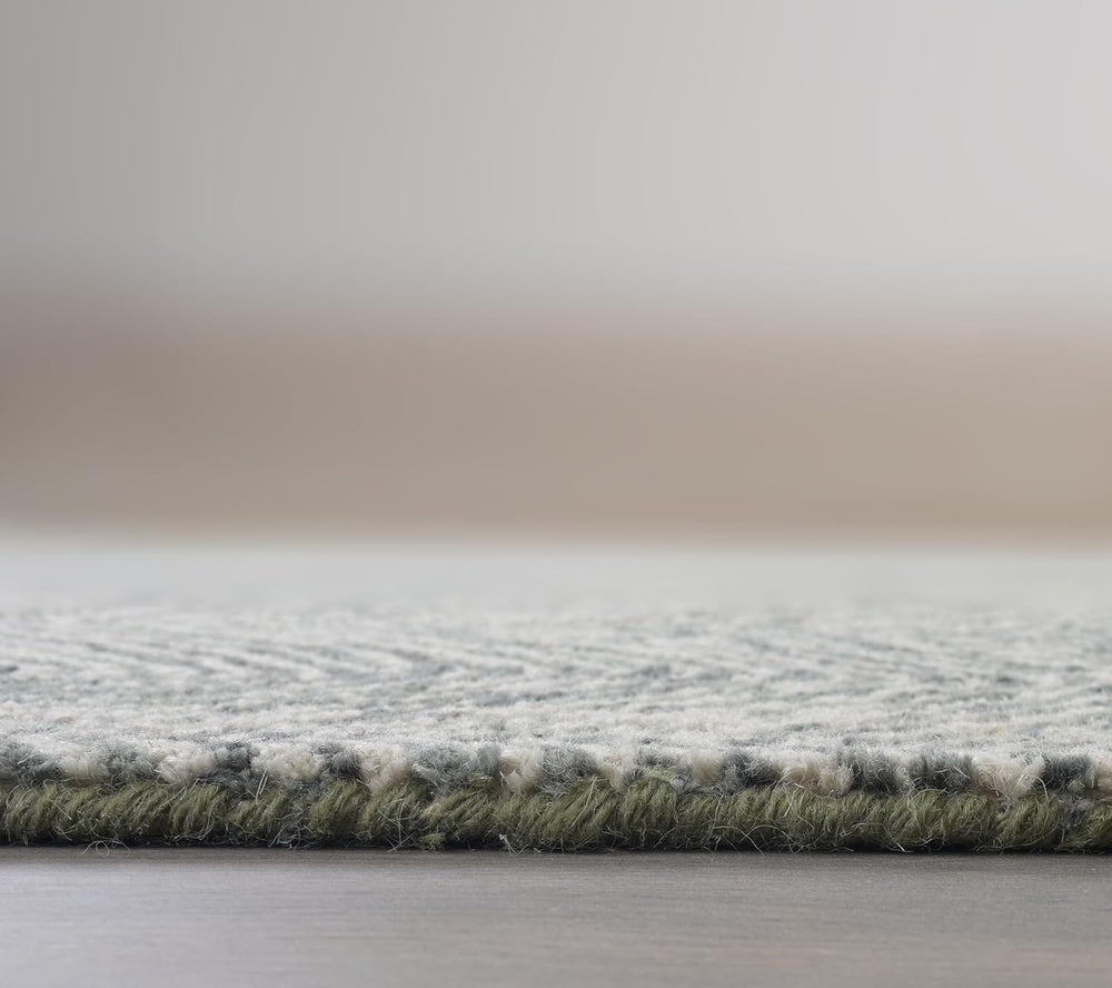 Modern Herringbone Chevron Collection Handmade Wool Area Rug