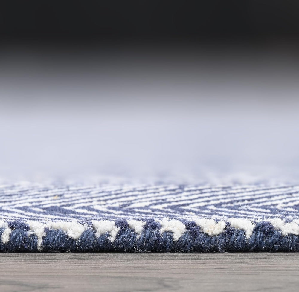 Modern Herringbone Chevron Collection Handmade Wool Area Rug