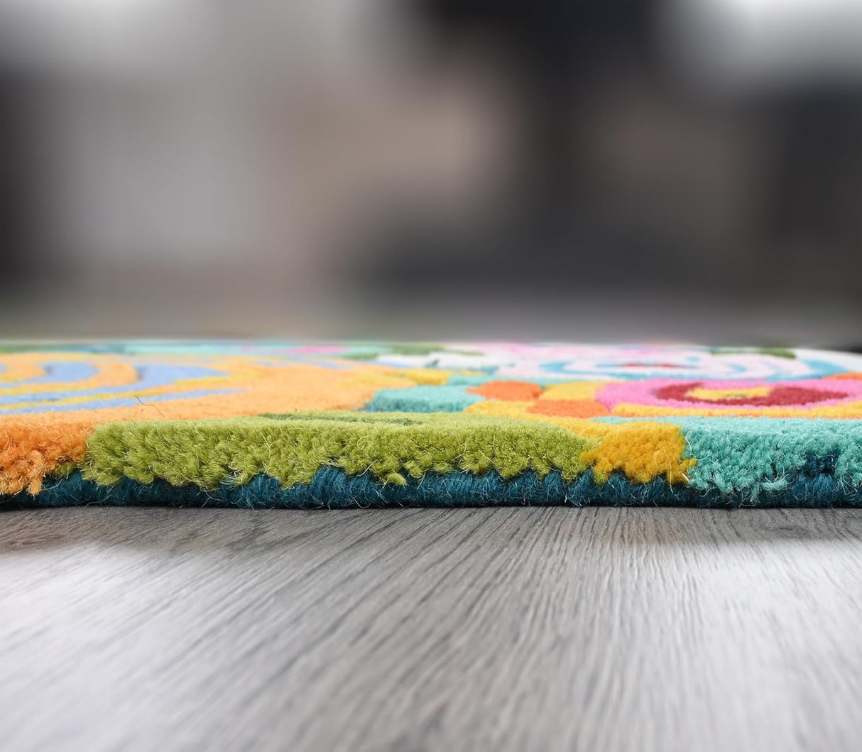 Handmade Colorful Roses Floral Wool Area Rug