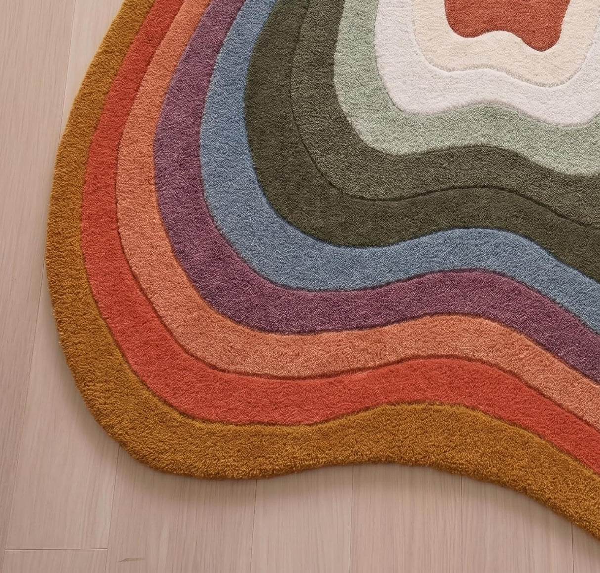 Modern Irregular Shaped Handmade Premium Wool Area Rug