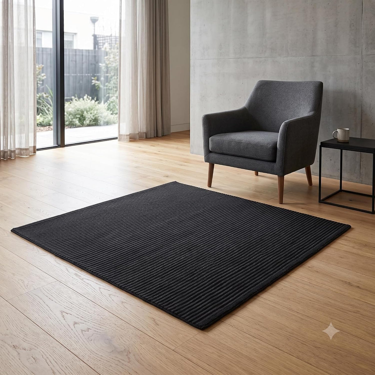 Modern Hand Tufted Wool Rug, Thin Striped Pattern, Soft Wool Carpet
