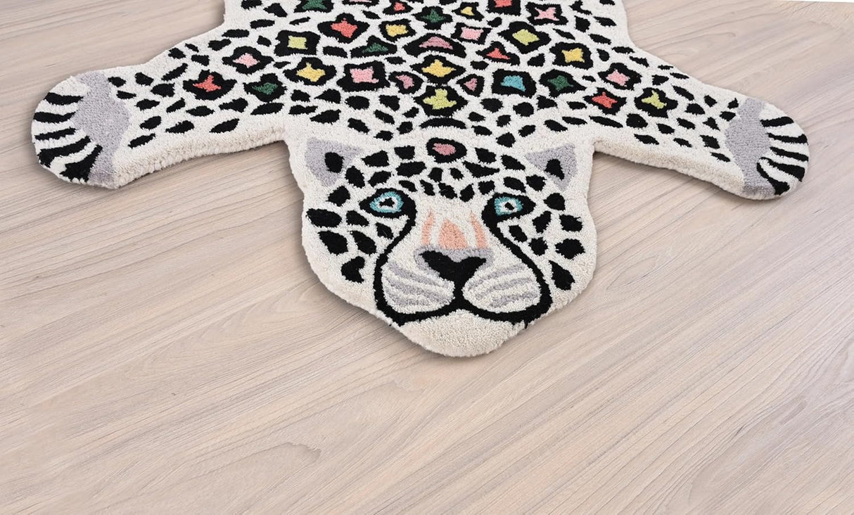 Premium Hand-Tufted Tiger Wool Area Rug - Soft, Plush & Durable Animal Print Carpet