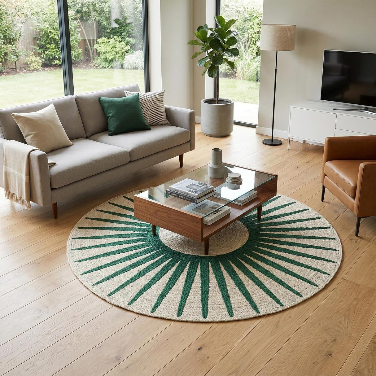 Round Jute Rug – Handwoven Natural Fiber Accent Rug
