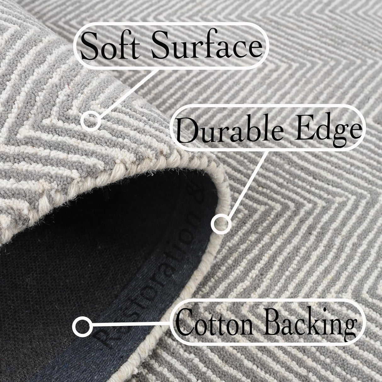 Modern Herringbone Chevron Collection Handmade Wool Rug