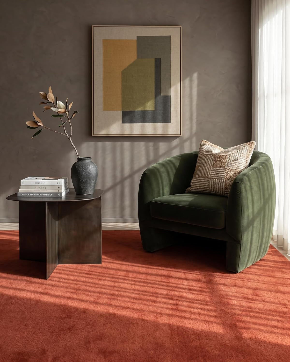 Solid Hand Tufted Wool Area Rug, Soft Plush Carpet