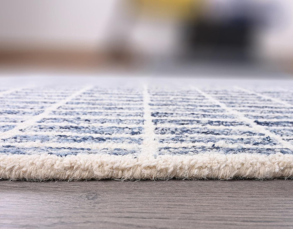 Hand-Tufted 100% Wool Rug – Unique Modern Geometric Grid Pattern