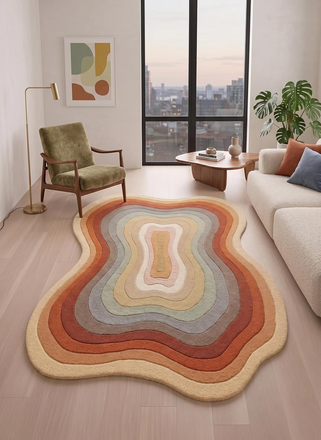 Modern Irregular Shaped Handmade Premium Wool Area Rug