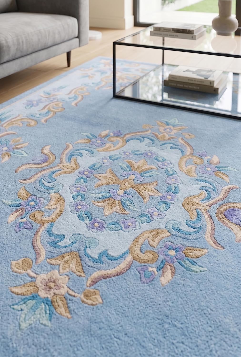 Handmade Traditional Wool Rug | Floral Medallion Border Design