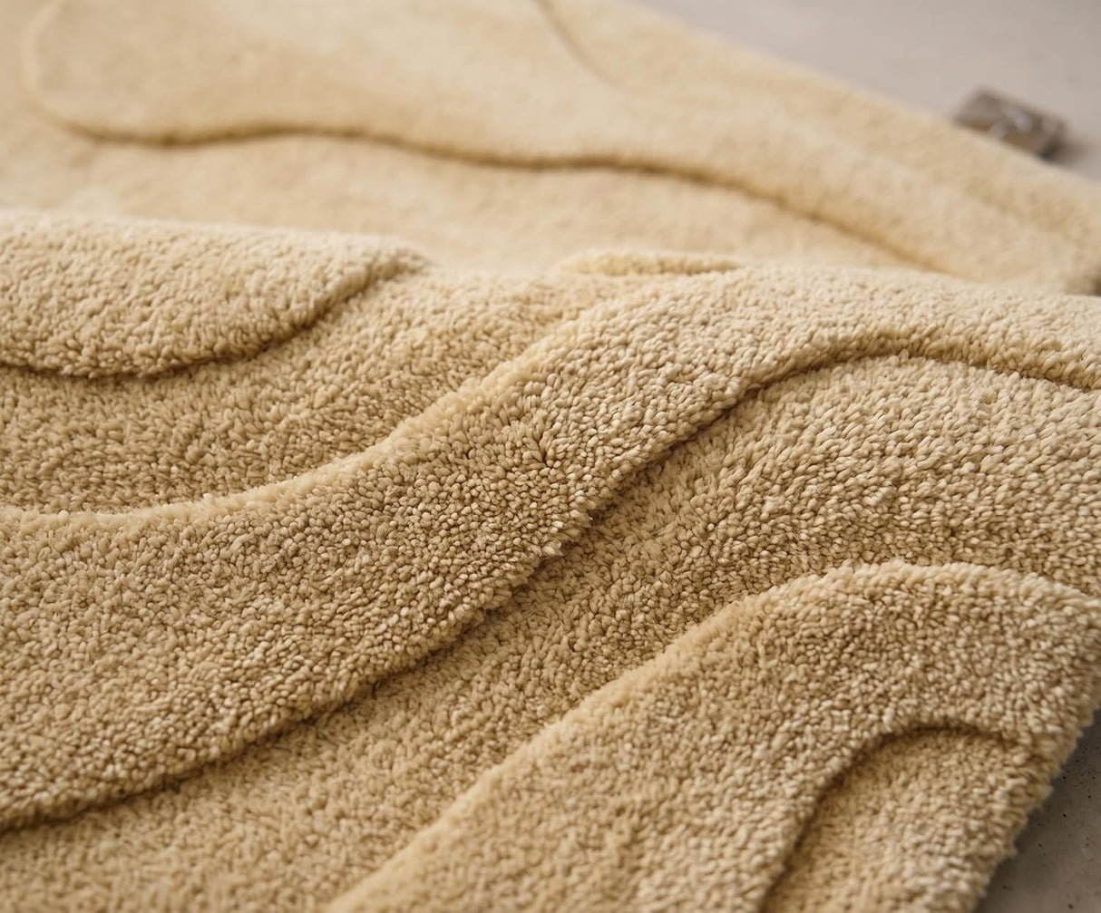 Modern Abstract Hand-Tufted Wool Area Rug Carved High-Low Pattern