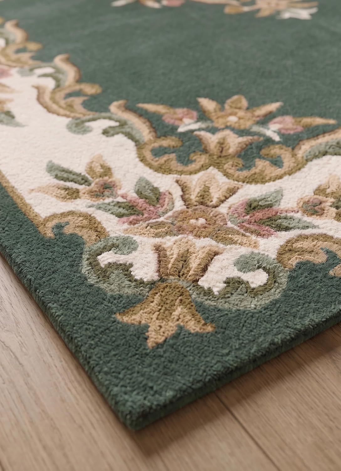 Handmade Traditional Wool Rug | Floral Medallion Border Design