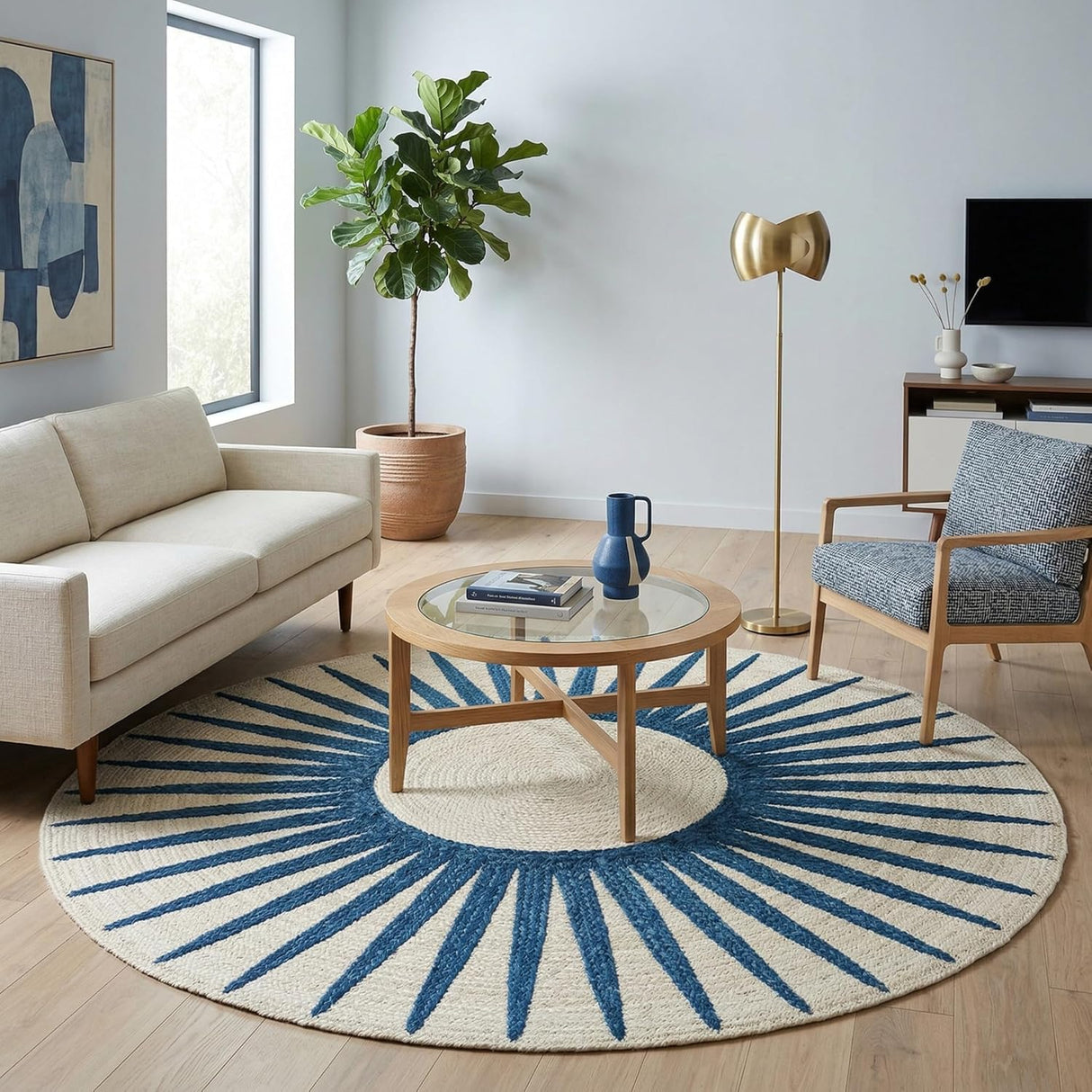 Round Jute Rug – Handwoven Natural Fiber Accent Rug