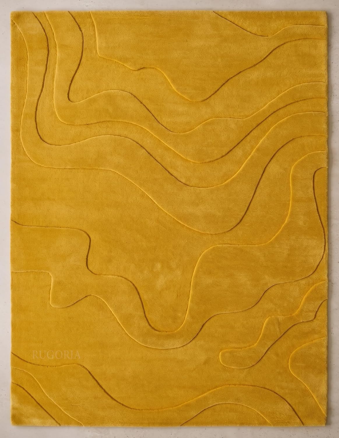 Modern Abstract Hand-Tufted Wool Area Rug Carved High-Low Pattern