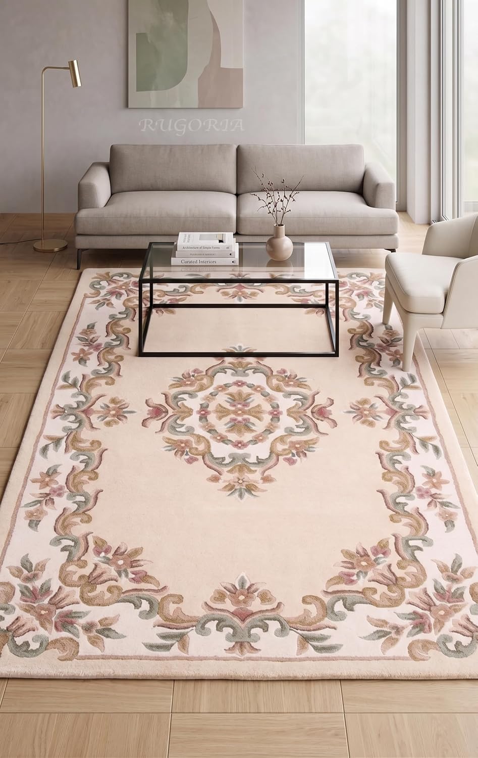 Handmade Traditional Wool Rug | Floral Medallion Border Design