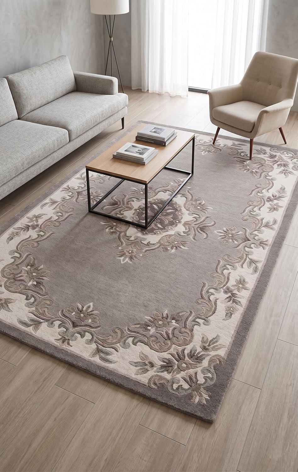 Handmade Traditional Wool Rug | Floral Medallion Border Design