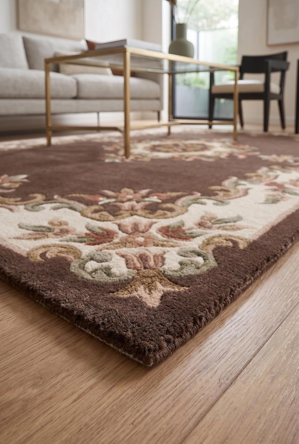 Handmade Traditional Wool Rug | Floral Medallion Border Design