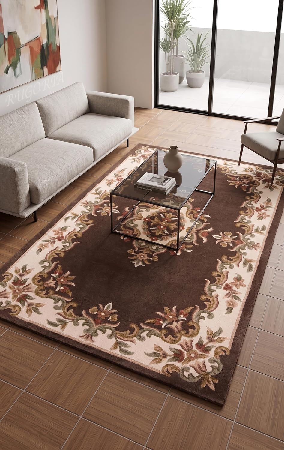 Handmade Traditional Wool Rug | Floral Medallion Border Design