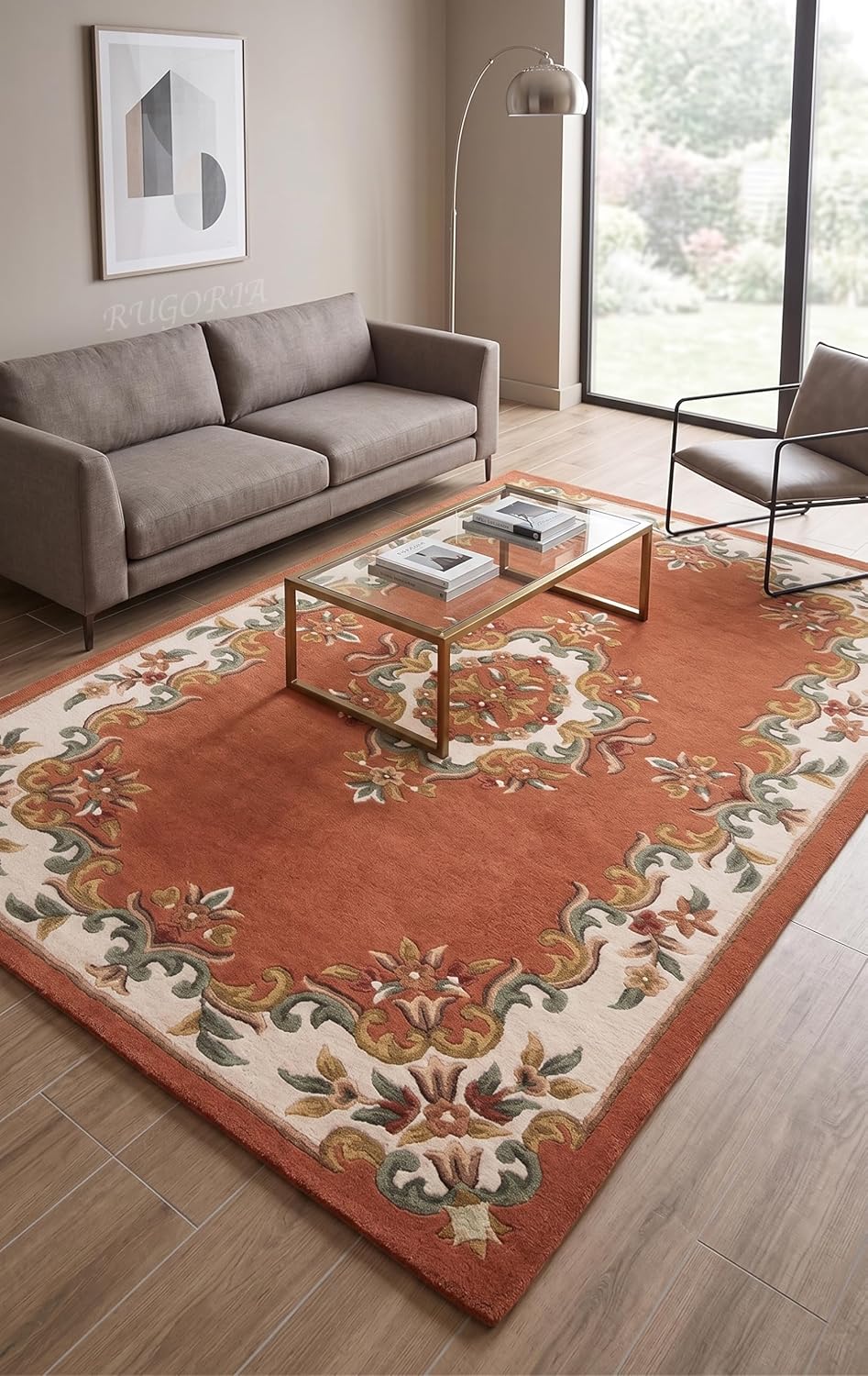 Handmade Traditional Wool Rug | Floral Medallion Border Design