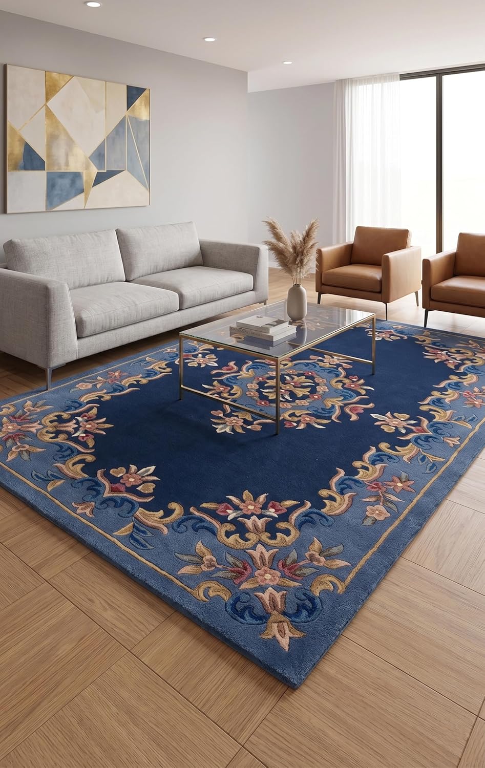 Handmade Traditional Wool Rug | Floral Medallion Border Design