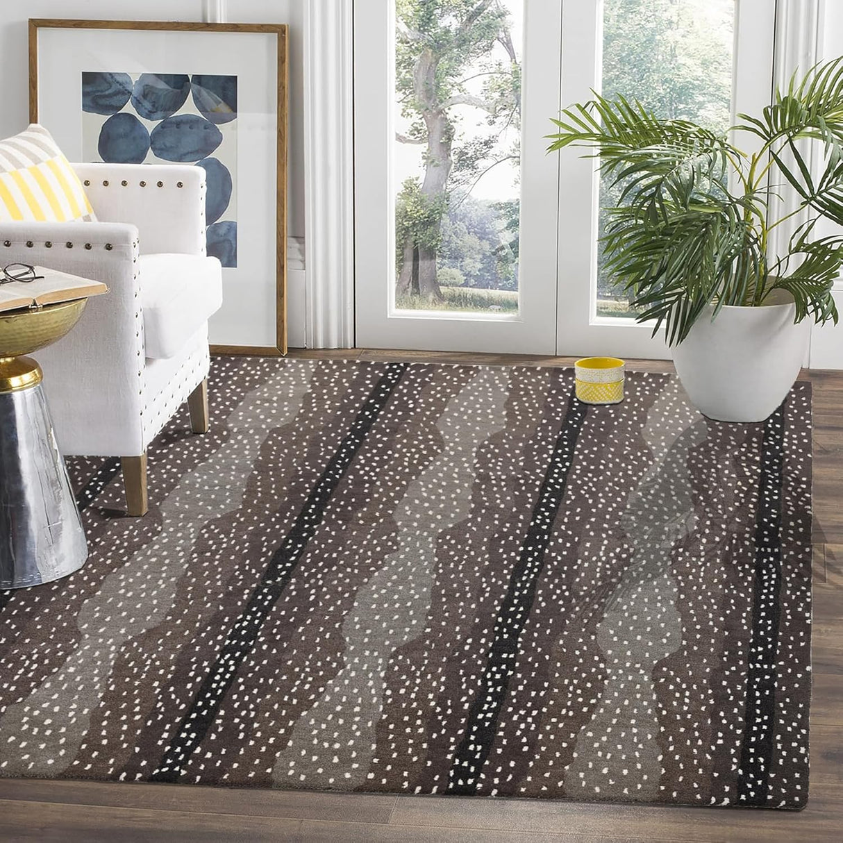Antelope Cheetah Blue – Contemporary Handmade 100% Wool Area Rug