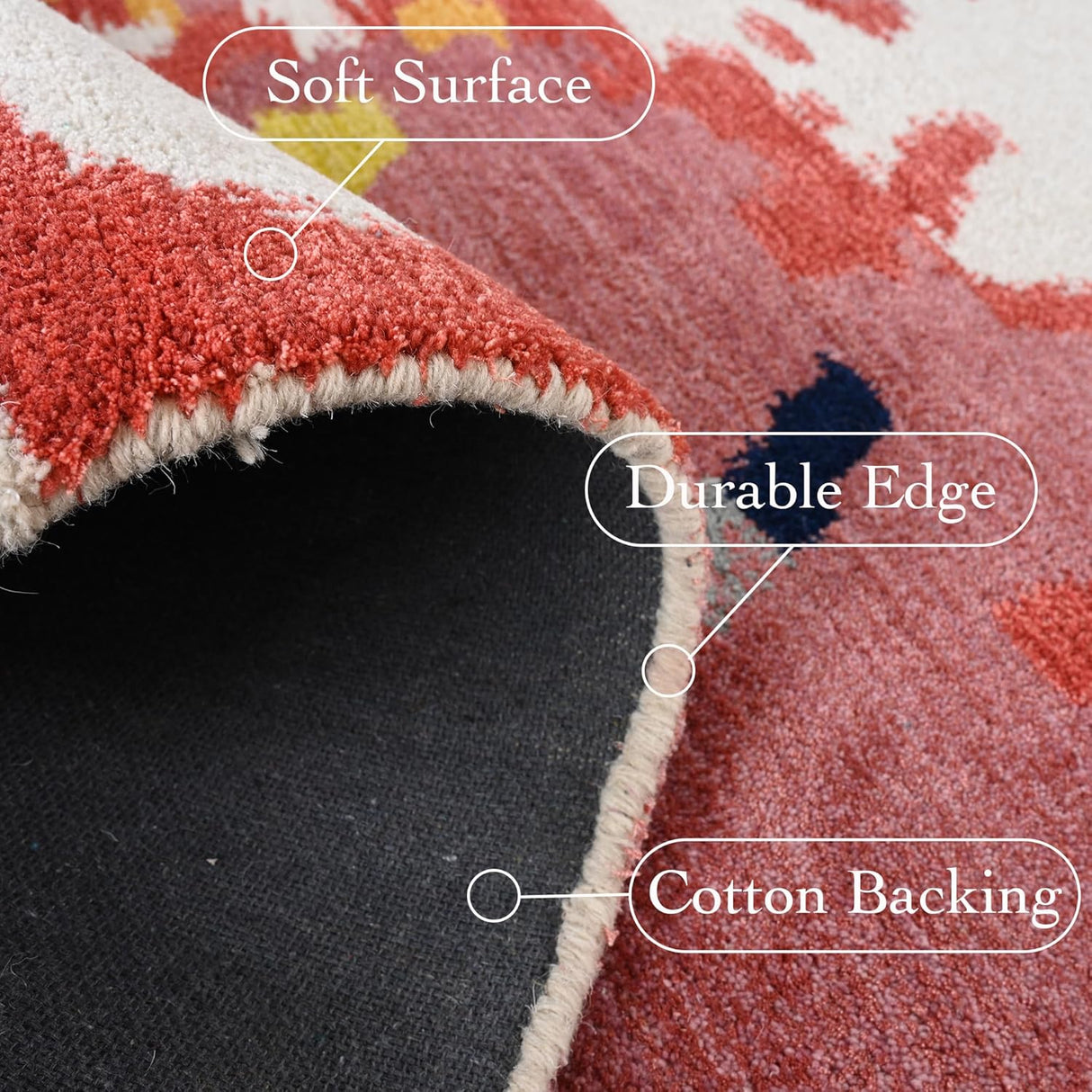 Premium Modern Handmade Wool & Viscose Flame Pattern Area Rug