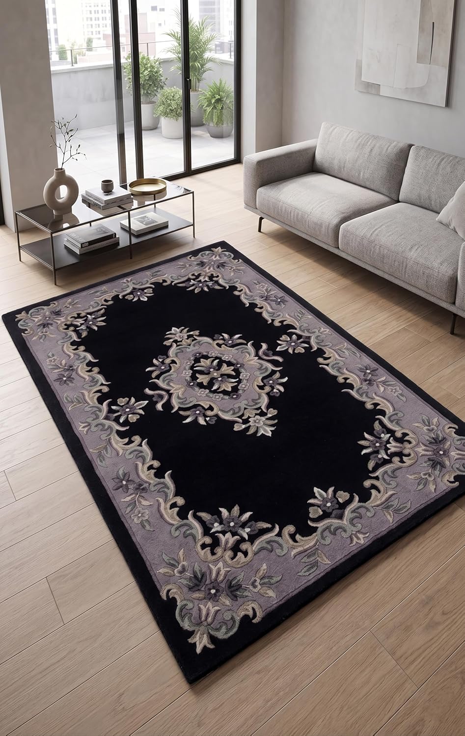Handmade Traditional Wool Rug | Floral Medallion Border Design