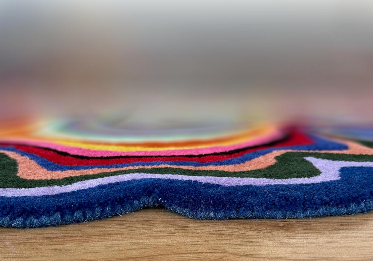 Irregular Shaped Handmade Wool Area Rug