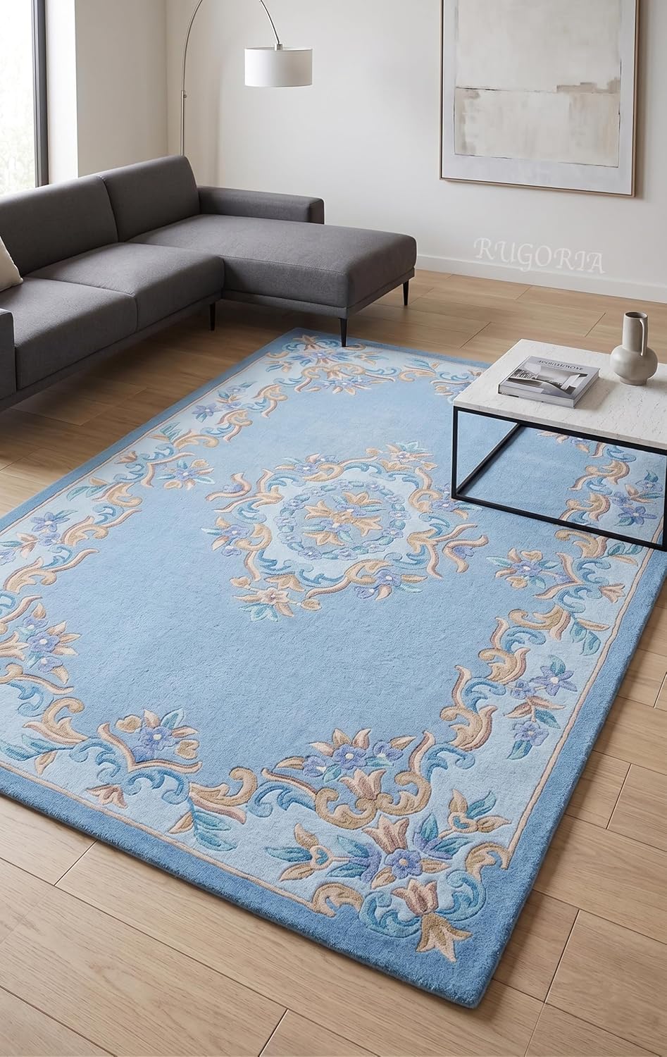 Handmade Traditional Wool Rug | Floral Medallion Border Design