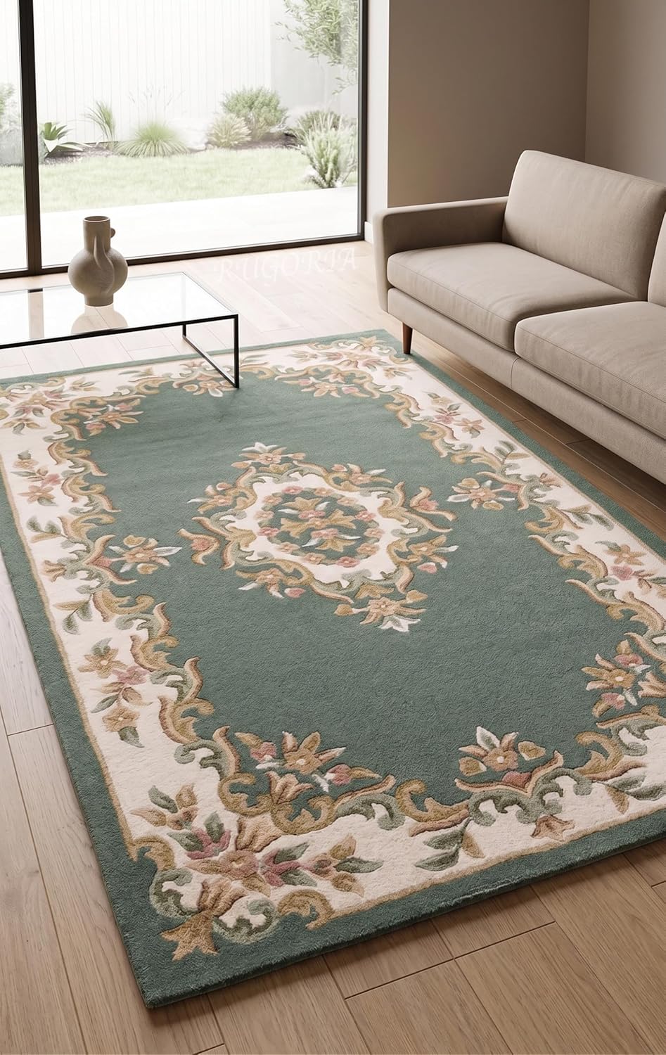 Handmade Traditional Wool Rug | Floral Medallion Border Design