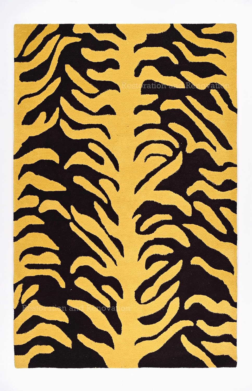 Modern Zebra Print Wool Rug in Black and White